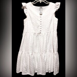 Joie White Eyelet Size XS tiered mini dressSleeveless Blouse Y2K Vintage Summer